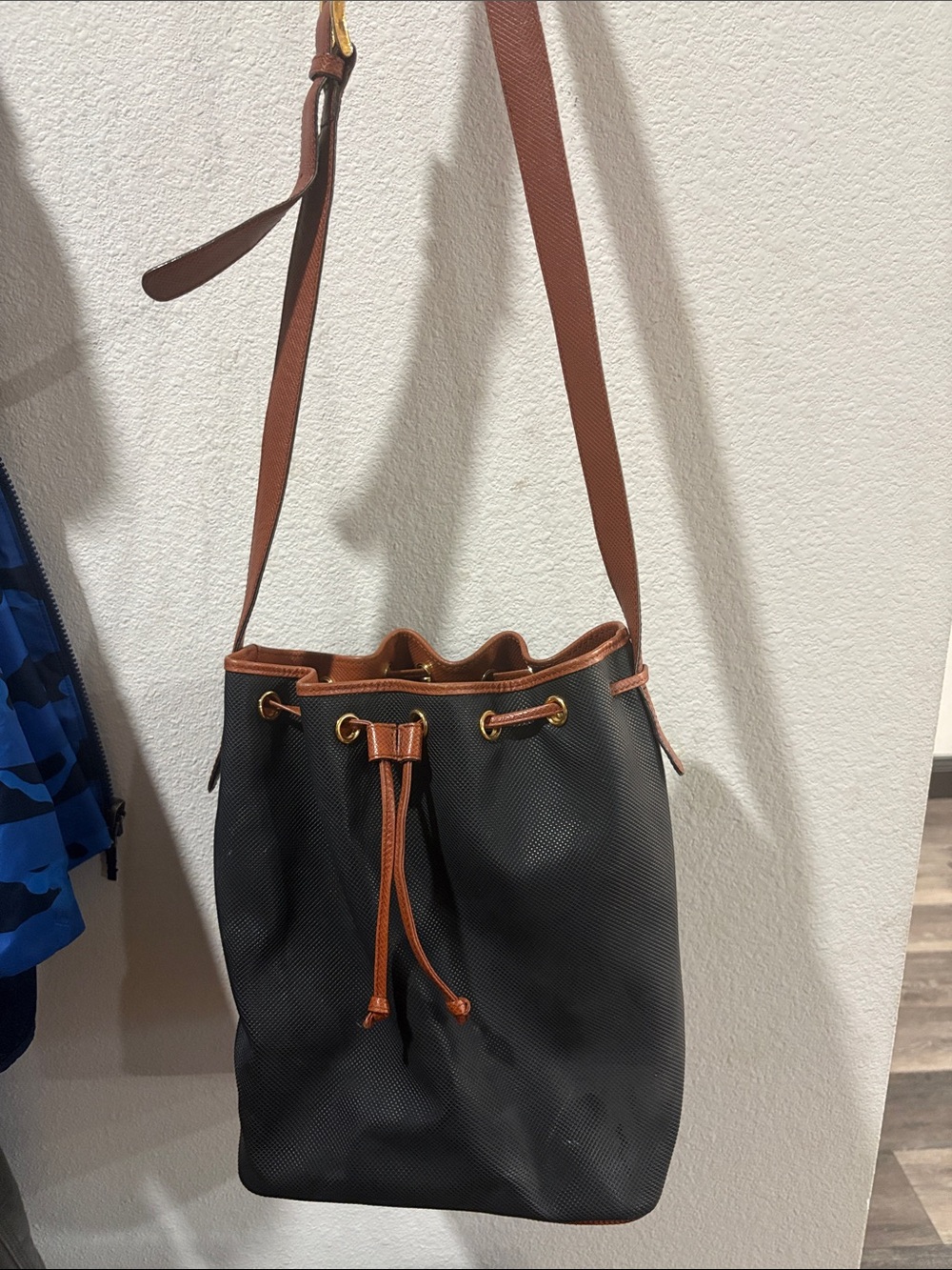 Bottega Veneta Black Bucket Bag with Brown Trim